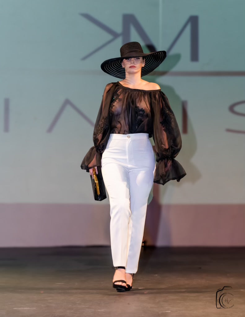 KHAITE Sheer Embroidered Boat Neck Top